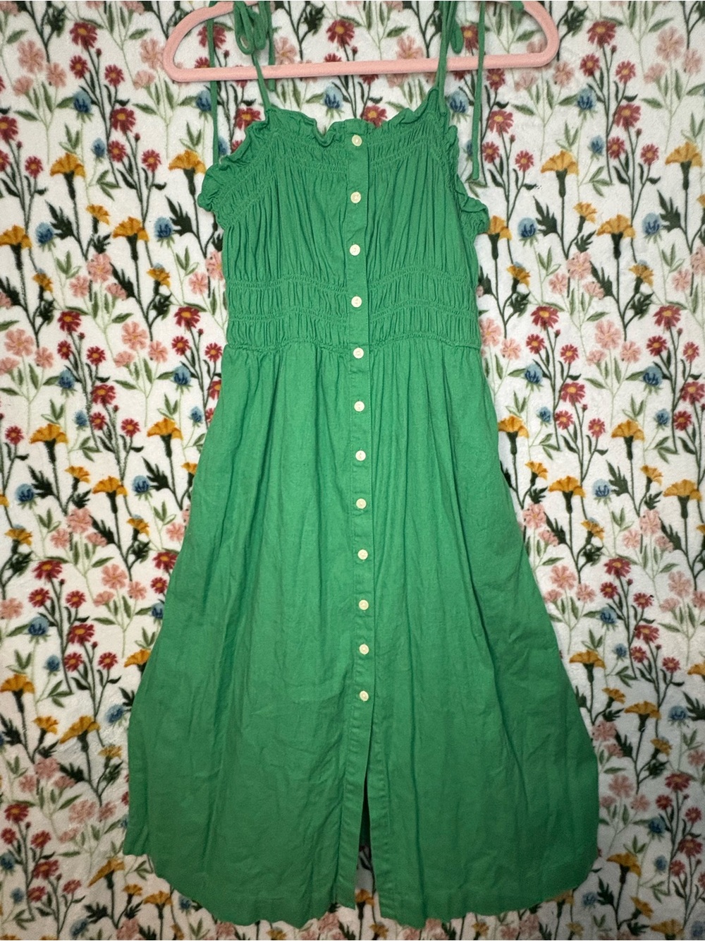 Universal Thread Green Strapless Button-Front Sundress